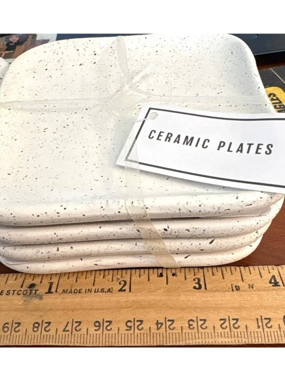Ankyo Development Speckled Ceramic Set 4 Plates Food Safe Sturdy Everyday RARE